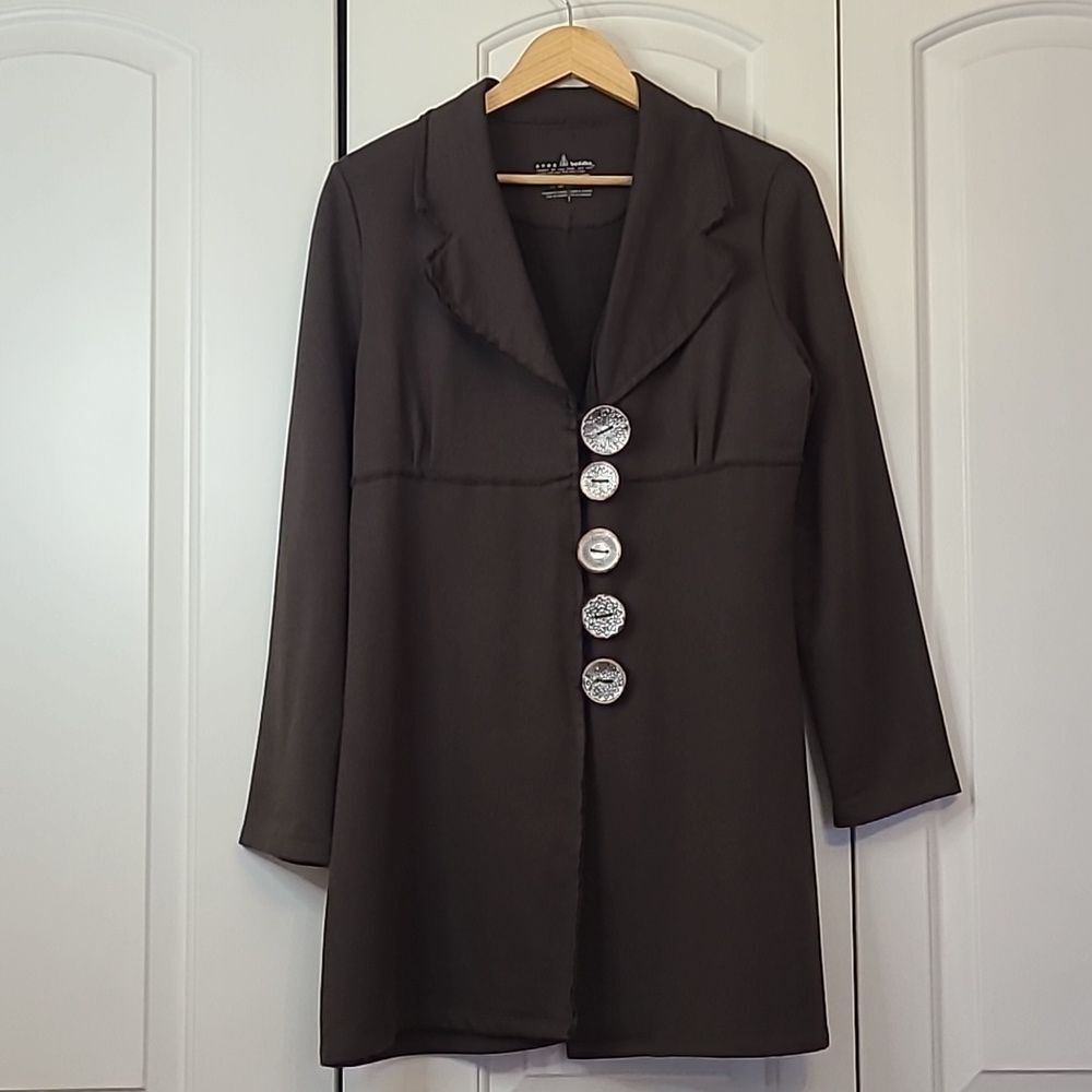 Neon Buddha Brown Knit Statement Jacket Silver Buttons Size S